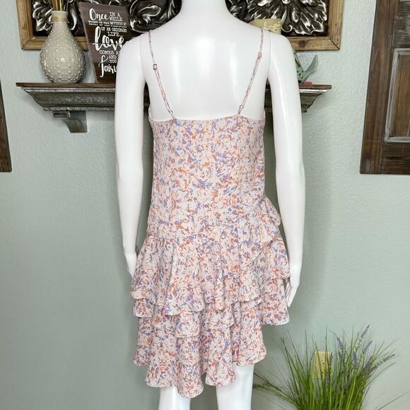 Prose and Poetry Asymmetrical Chiffon Ruffle Floral Spaghetti Strap Dress - Picture 9 of 16